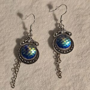 Habdmade Blue Scale Earrings
